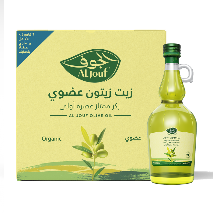 كرتون زيت زيتون الجوف عضوي بكر ممتاز "بيضاوي" - 750 مل