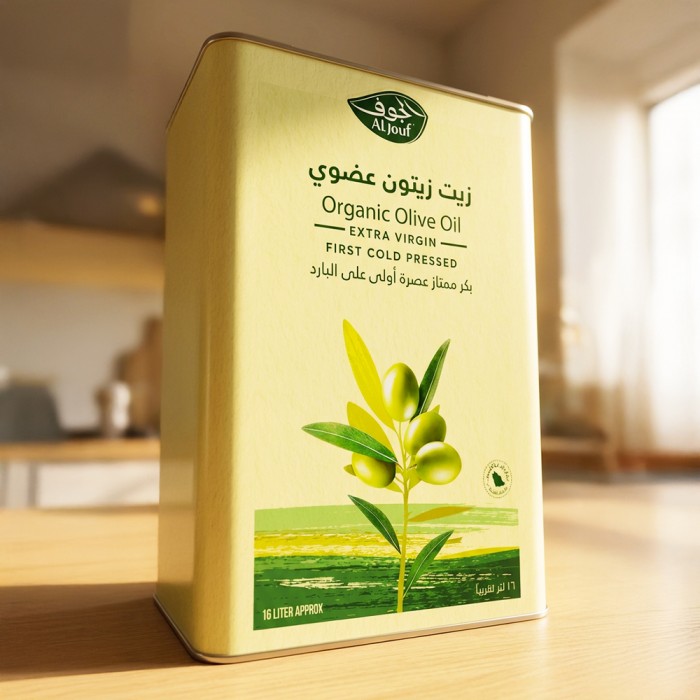زيت زيتون الجوف عضوي بكر ممتاز "جالون" - 16 لتر