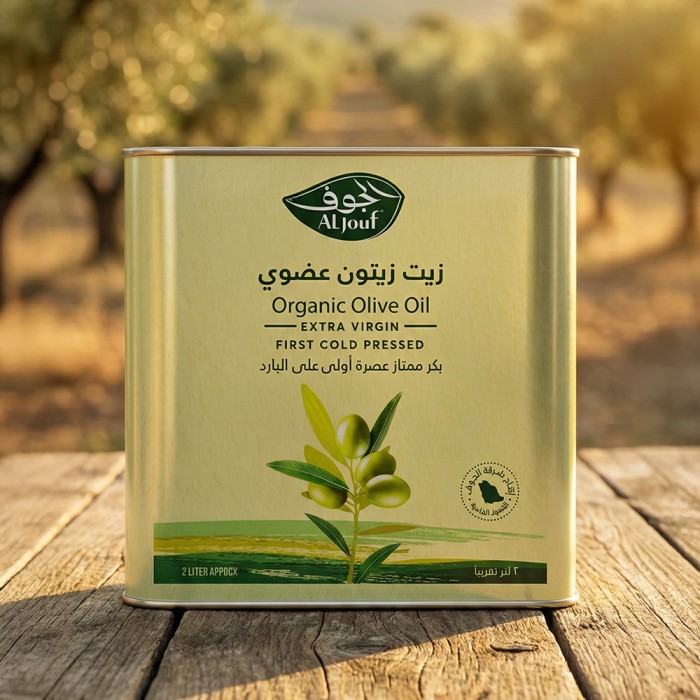 زيت زيتون الجوف عضوي بكر ممتاز "جالون" - 2 لتر